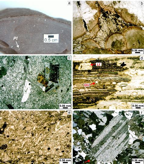 (a) Mesoscopic texture of porphyritic rhyolite of the lava flow facies... | Download Scientific ...