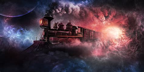 Train In Space Stock Photo - Download Image Now - Steam Train, Train - Vehicle, Outer Space - iStock