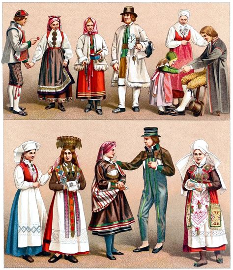 Swedish Costumes of Country People. Norwegian Wedding.