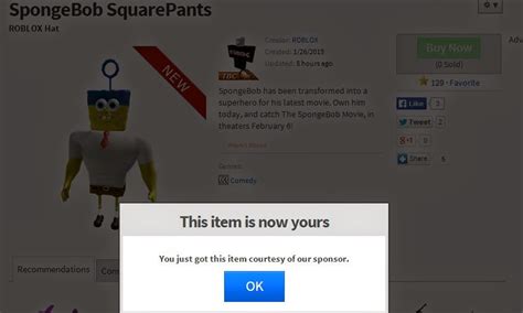 Unofficial Roblox: Spongebob Squarepants hat on ROBLOX!