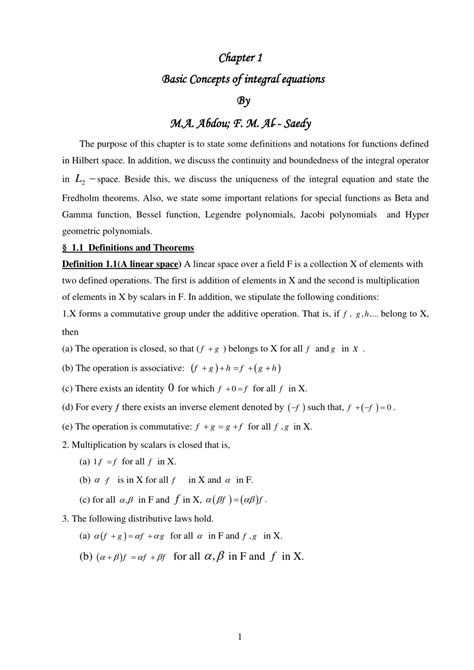 (PDF) Basic Concepts of integral equations