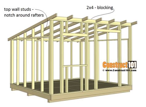 10x12 Lean To Shed Plans - Construct101 | Diy storage shed, Wood shed plans, Lean to shed plans