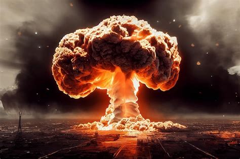 Premium Photo | Nuclear Bomb Massive Explosion in City 3D Art Work ...