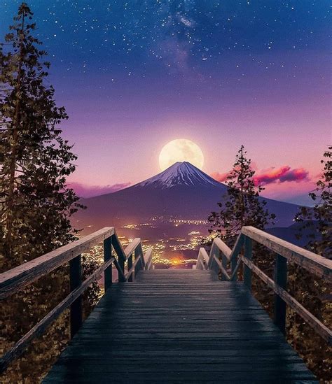 The Night Sky in Japan Mt. Fuji also known as Fujisan is the highest mountain in Japan. It rises ...