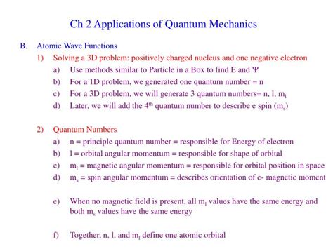 PPT - Ch 2 Applications of Quantum Mechanics PowerPoint Presentation ...