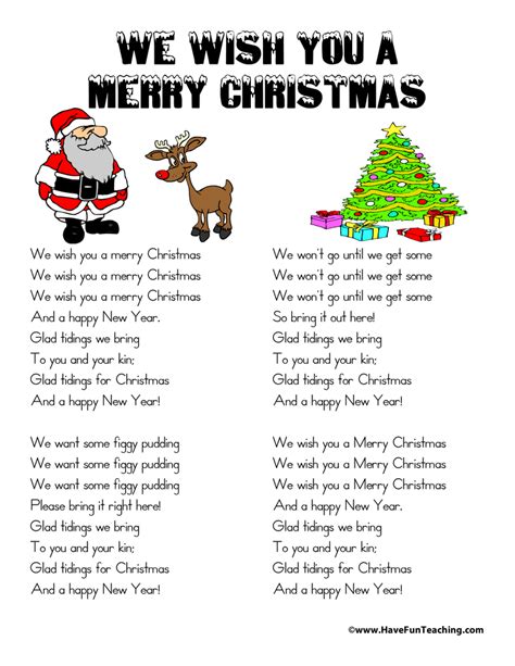 Printable Christmas Song Lyrics | Have Fun Teaching