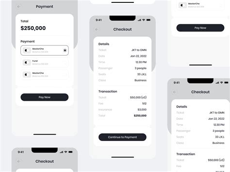 Download TrainToll Checkout and Payment Wireframe Mobile App Design Figma Template - Shaynakit