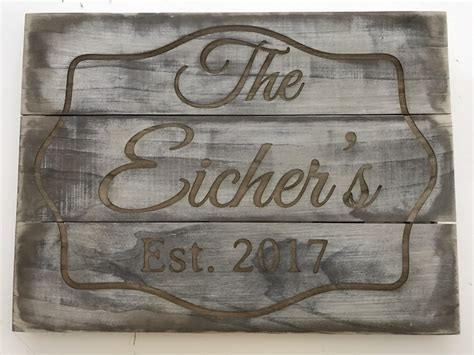 Rustic Family Name Wood Sign Laser Engraved - Custom Colored - Glass Blasted