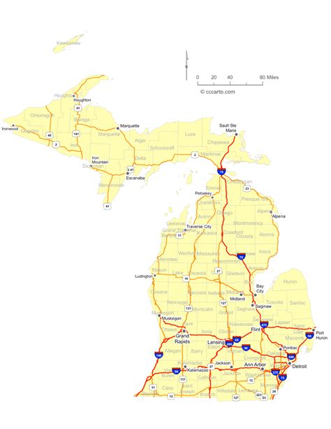 Detailed Map Of Michigan Cities