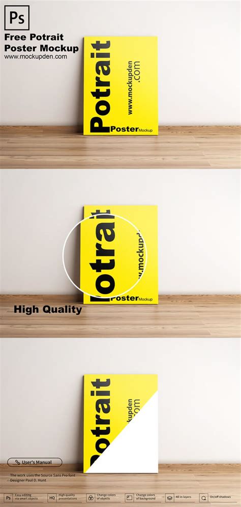 Free Portrait Poster Mockup PSD Template - Mockup Den