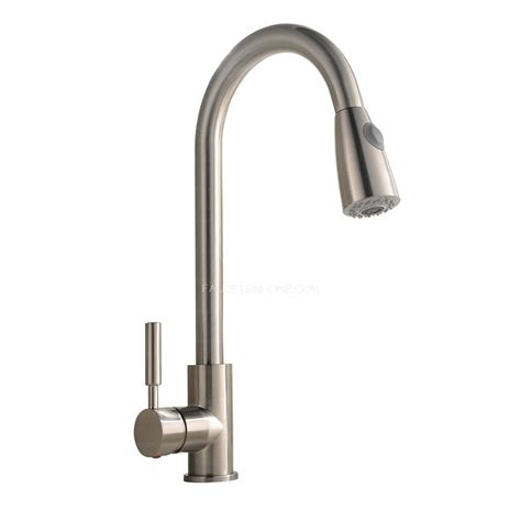 Brushed Nickel Rotatable Brass Pull Down Commercial Kitchen Faucet With Sprayer