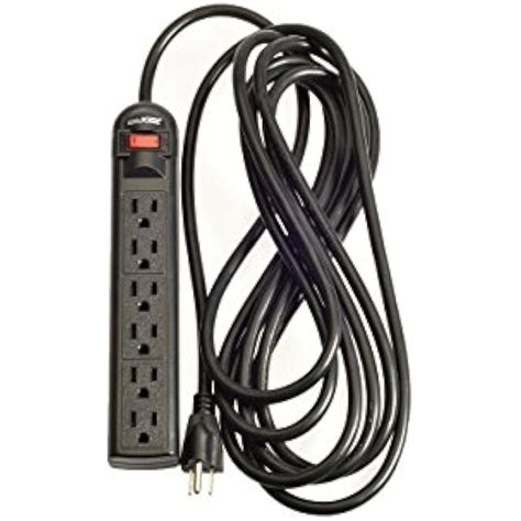 6-Outlet Surge Protector Power Strip 15-Ft Long Extension Cord, Black Home Audio | eBay