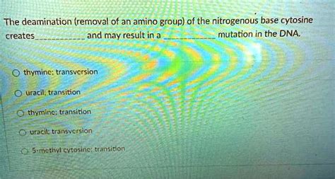 SOLVED: The deamination (removal of an amino group) of the nitrogenous ...