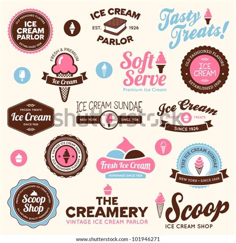 Set Vintage Modern Ice Cream Shop Stock Vector (Royalty Free) 101946271 | Shutterstock