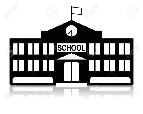 Clipart School Building Black And White Images