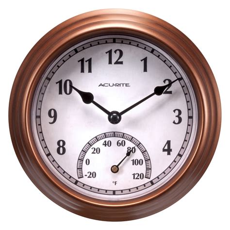 Shop AcuRite Indoor/Outdoor Bronze Thermometer with Clock at Lowes.com