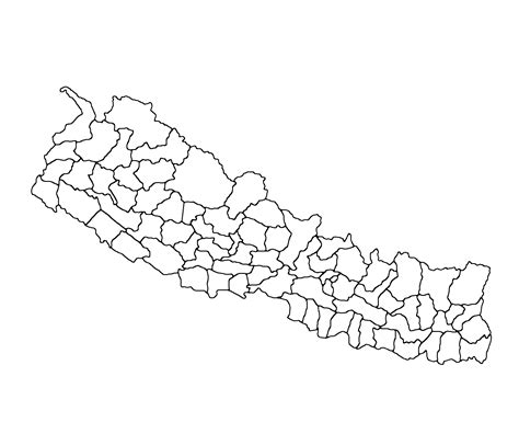 Map of Nepal with districts outline | Clipart Nepal