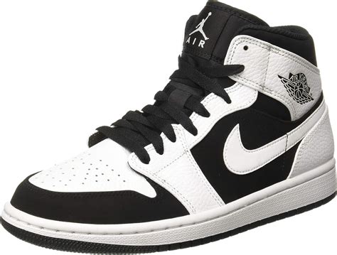 Amazon.com | Nike Men's Air Jordan 1 Mid Basketball Shoes, Black/White ...