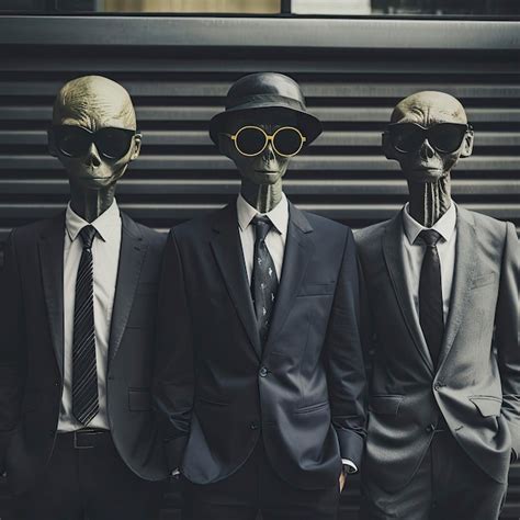 Premium AI Image | Three mysterious men in suits and sunglasses posing for the camera