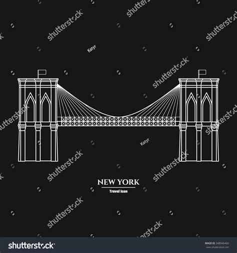 Vector Illustration Outline Brooklyn Bridge Icon Stock Vector (Royalty Free) 348946460