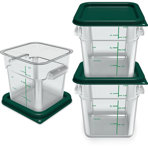 11951-307 - Squares Polycarbonate Food Storage Containers & Lids - 3-Pack 4 qt - Clear ...