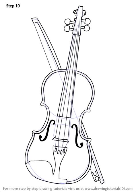 Learn How to Draw a Violin (Musical Instruments) Step by Step : Drawing Tutorials