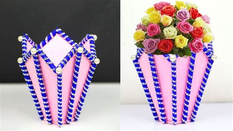 Handmade Paper and Cardboard Stylish Flower Vase || DIY Easy Paper Flower Vase