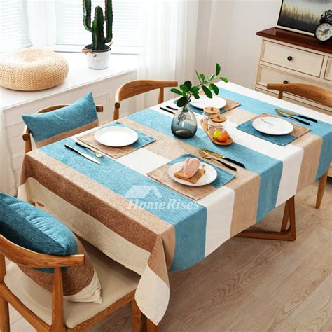 Striped Tablecloth Colorful Oblong/Square Cotton Linen Spring Best