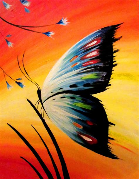 Butterfly Blue at The Royal Oak (Barrhaven) - Paint Nite Events | Simple canvas paintings ...