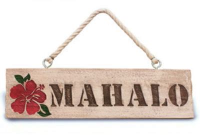 hanging sign - mahalo