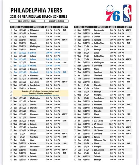 Philadelphia 76ers 2023-24 regular season schedule officially released