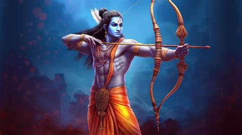 Premium Photo | Lord ram holding bow and arrow generative AI