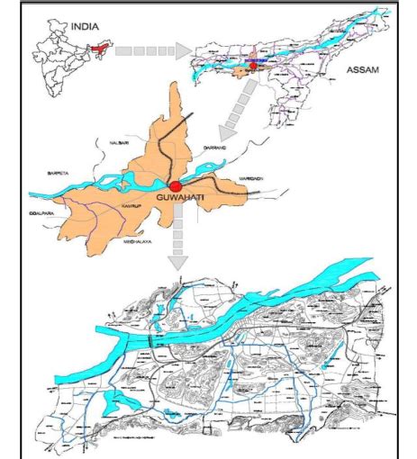 Guwahati city map (Source: CDP-2006, Guwahati) | Download Scientific ...