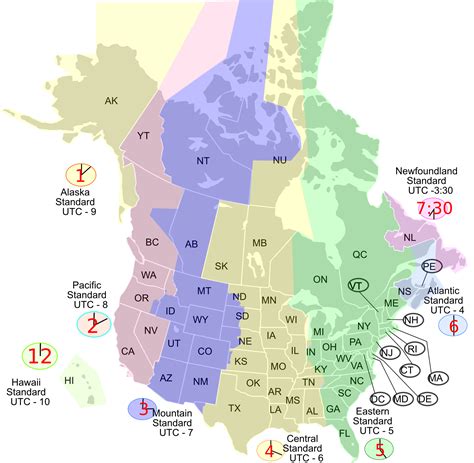 North American Time Zone Map - Viole Jesselyn