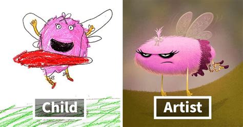 I Created An Account Where Professional Artists Recreate Children’s Monster Drawings Each Week ...