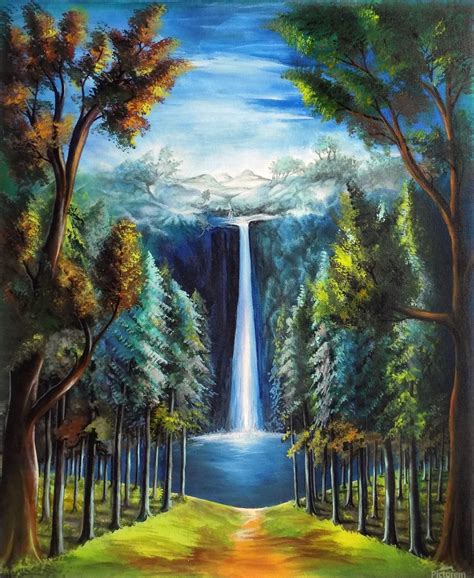 THE BEAUTIFUL WATERFALL PAINTING - ASP ARTS