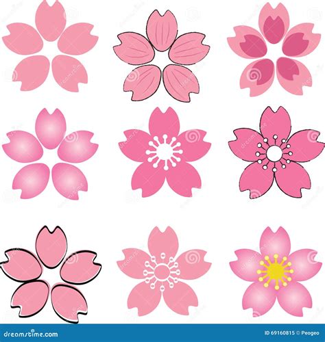 Cherry Blossom Japanese Sakura Vector Icon Set | CartoonDealer.com #73219410