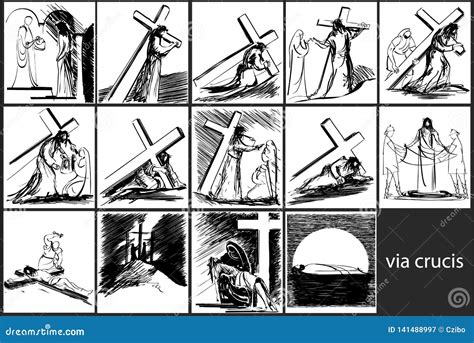 Way Of The Cross Stations - Vector Sketch Drawing | CartoonDealer.com #141488997