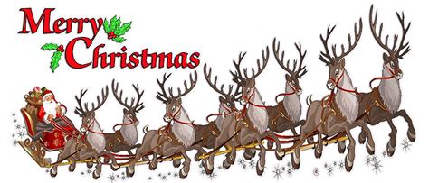 Merry Christmas Santa Claus with Sleigh and Reindeer Wall Decor Decal 24" - Walmart.com