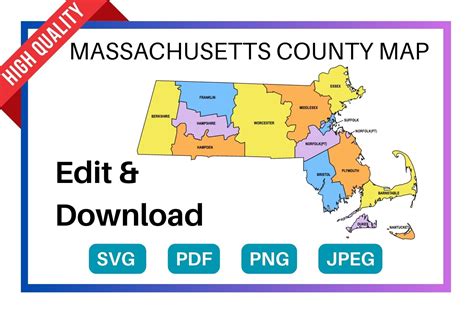 Massachusetts County Map: Editable & Printable State County Maps