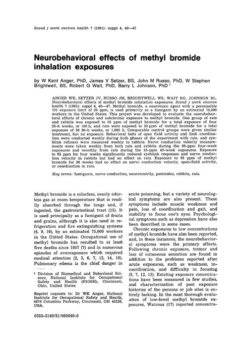 (PDF) Neurobehavioral effects of methyl bromide inhalation exposures