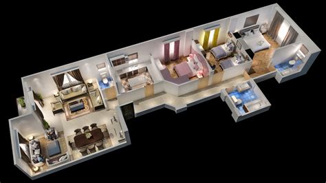 rigged appartement 3d floor plan | CGTrader