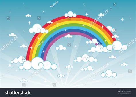 Vector Illustration Cartoon Beautiful Sky Rainbow Stock Vector (Royalty ...