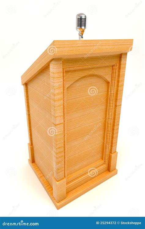 Wooden Podium with Microphone Stock Illustration - Illustration of communication, modern: 25294372