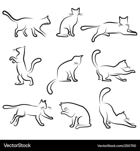 Cat drawing set Royalty Free Vector Image - VectorStock