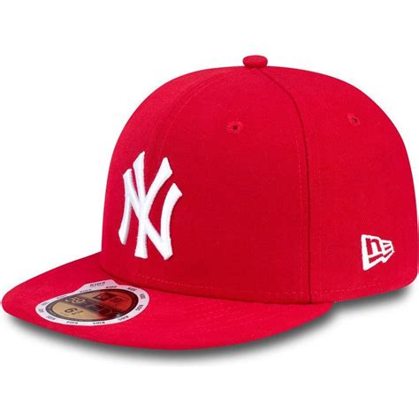 New Era Flat Brim Youth 59FIFTY Essential New York Yankees MLB Red Fitted Cap: Caphunters.ie