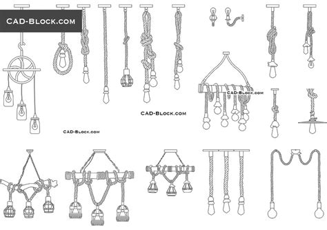 Rope Hanging Light DWG, CAD Blocks