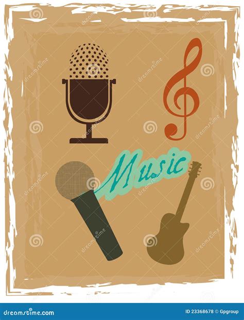 Grunge music icons stock vector. Illustration of play - 23368678