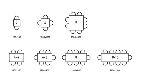 Rectangle tables with sizes line icon set. Top view scheme. Vector illustration 13523118 Vector ...