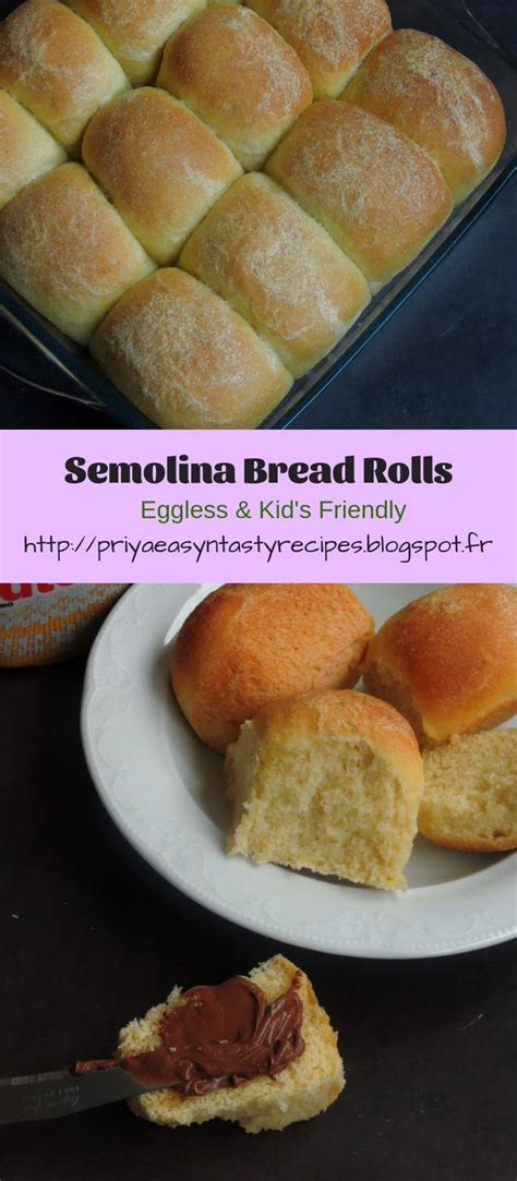 Eggless Semolina Pav Buns/Semolina Bread Rolls Eggless Bread Recipe ...